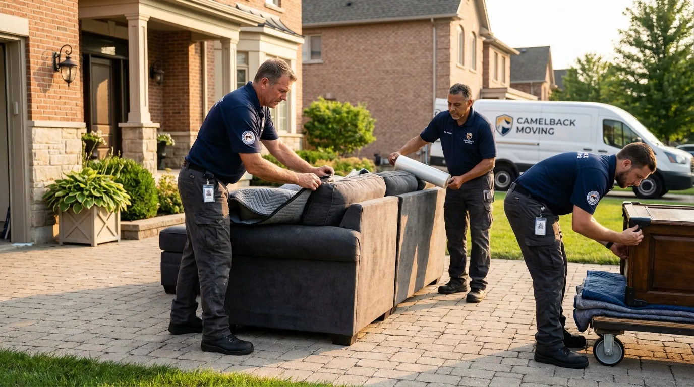 Large estate moving crew wrapping furniture in Mascot, TN